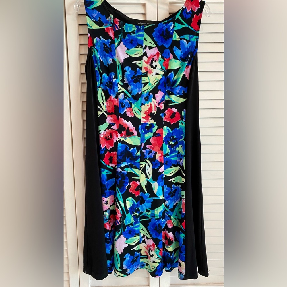 Connected Apparel Black and Floral Dress Size 12